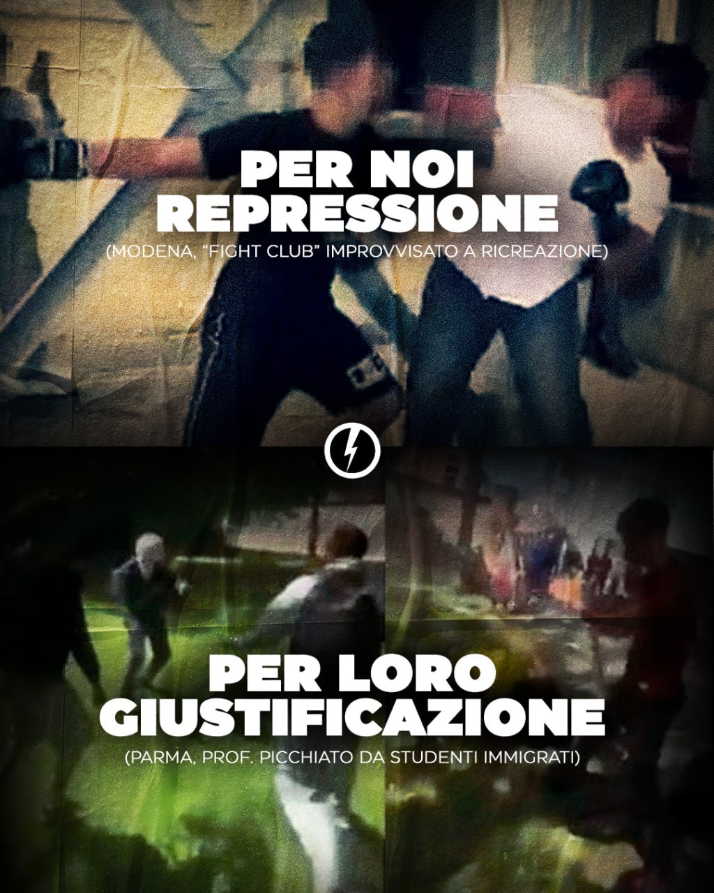 A noi repressione, a loro giustificazione.